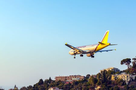 CORFU AIRPORT, GREECE - JULY 9, 2011: Airbus A319 of Germanwings company at the airport Corfuのeditorial素材