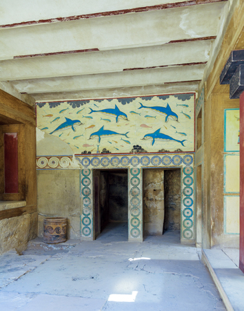 Dolphin fresco, symbol of minoan culture, Knossos palace, Creteの写真素材