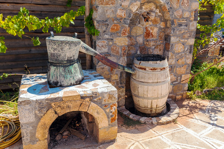 Old Rakia Spirit Production Machine, Crete, Greeceの写真素材