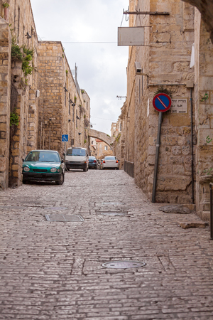 Street of Muslim quarter ear Herod's Gatel, Jerusalem, Israelのeditorial素材