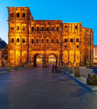 The Porta Nigra (Latin: black gate), view from south, Trier, Germanyのeditorial素材