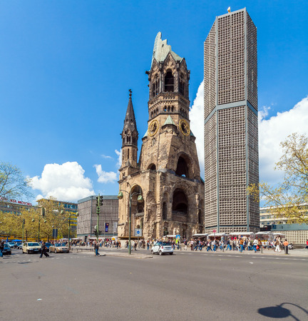 BERLIN, GERMANY - APRIL 2, 2008: Ruin of the imperial church and the modern belfry on Kurfurstendamのeditorial素材