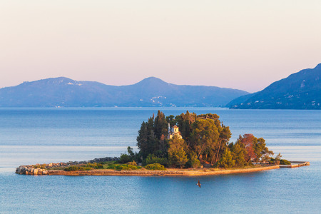 Monastery of Pantokrator on Pontikonisi island (mouse island), Corfu, Greeceの写真素材