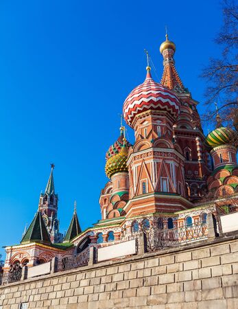 The Cathedral of Vasily the Blessed or Saint Basil's in the Red Square in Moscow, Russiaの写真素材