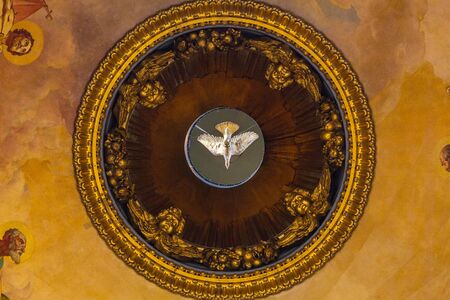SAINT PETERSBURG, RUSSIA - JULY 26, 2014:  A huge sculpture of a dove, under the dome of St. Isaac's Cathedralのeditorial素材
