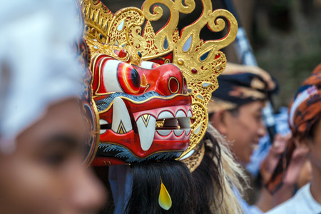 UBUD, INDONESIA - AUGUST 29, 2008: School children taking part in traditional Barong danceのeditorial素材