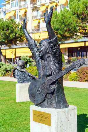 Montreux, Switzerland - October 18, 2017: Monument of musician Carlos Santana on the Jazz Alleyのeditorial素材