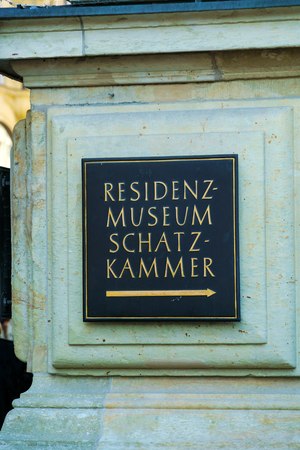 Sign of Residenz museum on Max-Joseph-Platz, Munich, Germanyのeditorial素材
