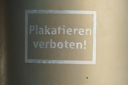 Munich, Germany - October 20, 2017:  The inscription on the wall prohibiting the posting of posters and outdoor advertisingのeditorial素材