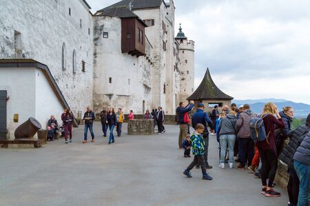 Salzburg, Austria - October 21, 2017: Tower and walls of Hohensalzburg Castle, Salzburgのeditorial素材
