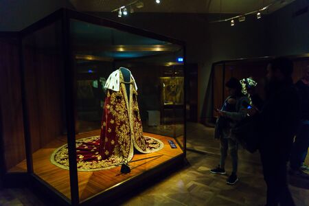 Vienna, Austria - October 22, 2017: Robes and sword of order in the Imperial Treasury or Kaiserliche Schatzkammer at the Hofburg Palaceのeditorial素材