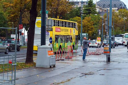 Vienna, Austria - October 22, 2017: Double-decker bus for tourists for sightseeing of the cityのeditorial素材