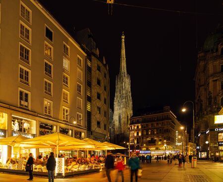 Vienna, Austria - October 22, 2017: Stephansdom or St. Stephen's Cathedral (1137-1160) in the Stephansplatz at nightのeditorial素材