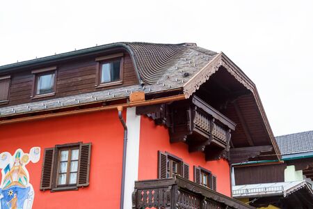 St.Wolfgang, Austria - October 24, 2017: Traditional homes of St Wolfgang town streets,...
