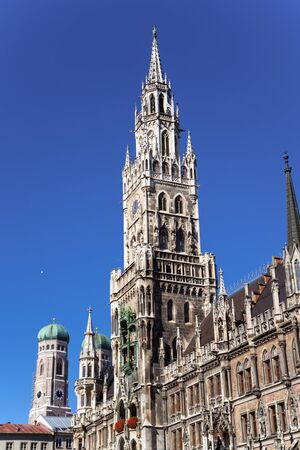 New Town Hall (Neues Rathaus) on Marienplatz in Munich city, Bavaria, Germanyの写真素材