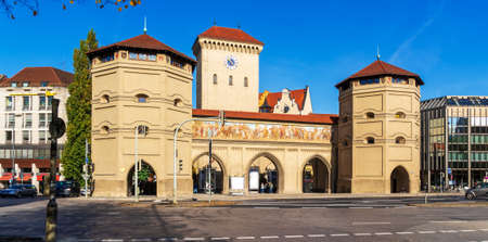 Isartor at the Isartorplatz, one of four main gates of the medieval city wall, Munich, Germanyのeditorial素材