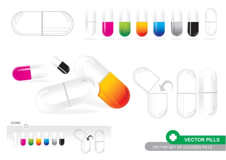 Set Of Colored Pillsのイラスト素材