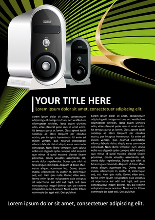 Abstract black brochure or poster background with computer caseのイラスト素材