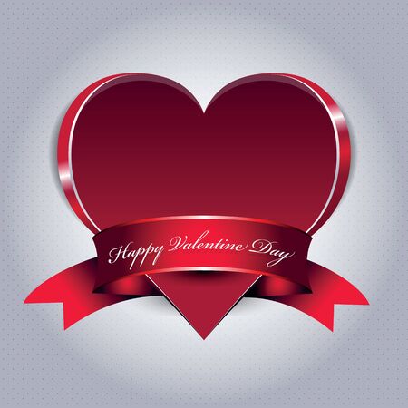 Valentine background with big red heart and ribbonのイラスト素材