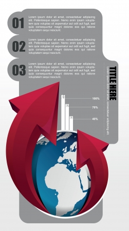  business background for brochure or web with globe and red arrowsのイラスト素材