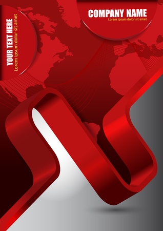 Abstract red vector background with wave and continentsのイラスト素材