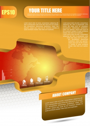 Orange vector abstract background for brochure, flyer, poster or website with information icons  のイラスト素材