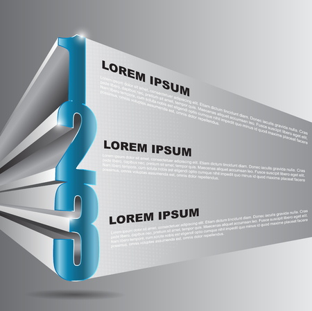 Vector 3D background with 1 2 3 steps and place for text content  Can be used for brochure, poster, flyer and other printed のイラスト素材