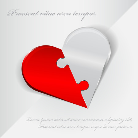 Vector abstract Valentine background with folding heart of two parts as puzzleのイラスト素材