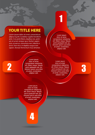 Abstract background with four steps and continents  Can be used for brochure, poster or flyerのイラスト素材