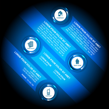 Abstract blue background with corporate contact symbols for company presentationのイラスト素材