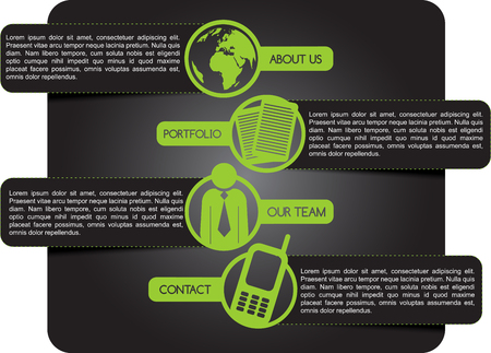 Dark vector background with symbols of introduce and labels for textのイラスト素材