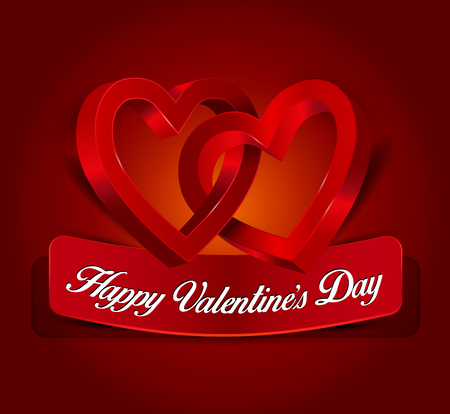 Valentine's design with two connected heartsのイラスト素材