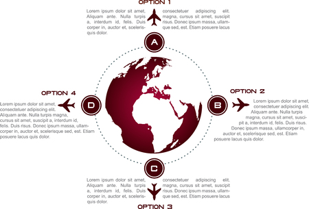 Vector infographic background with globe and airplanes symbolsのイラスト素材