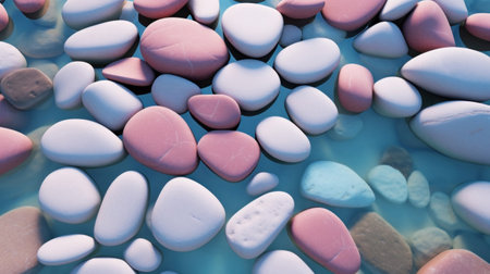 pink and white stones on the water surface - soft focus effectの素材