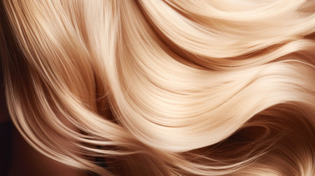 blond hair texture abstract background. Close up of blonde hair.の素材