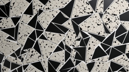 Black and white mosaic tiles background, 3d rendering. Computer digital drawing.の素材