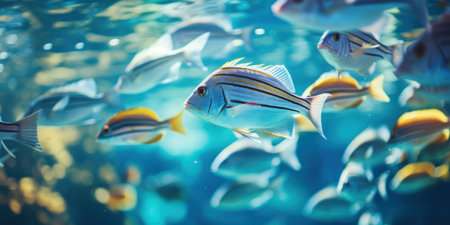 Aquarium fish. Underwater world. Colorful background.の素材
