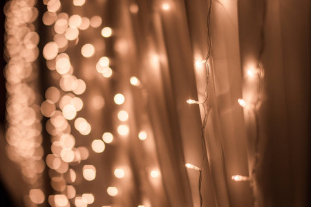 sparkling christmas garland lightsの写真素材