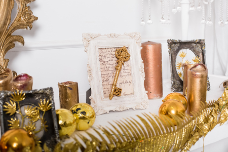 christmas mantelpiece decorationの写真素材