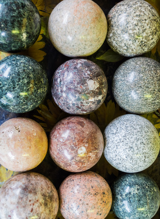 Stone balls with different colors, material and texture.の写真素材