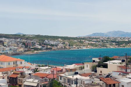 Panoramic view of Rethymno bay from the ancient fort, Crete, Greeceの写真素材