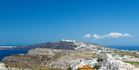 White architecture on Santorini island, Greece, Europe. Beautiful view on the sea.の写真素材