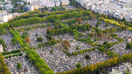 View on Montparnasse Cemetery and panorama of Parisの写真素材