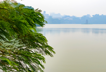 Hoan Kiem lake, Sword lake, Ho Guom in Hanoi, Vietnamの写真素材