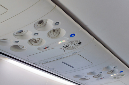 Plane inside interior, Light and air system in the plane.の写真素材