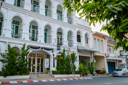 Thailand, Phuket, Fabruary 13, 2017: Architecture of streets of the old city in Phuketのeditorial素材