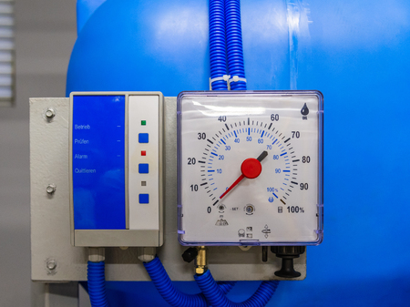 Industrial measuring device for water and oil in percentage. Alarm panel