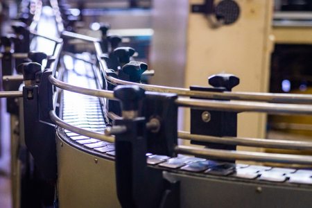 Fragment empty conveyor line at modern winery.の写真素材