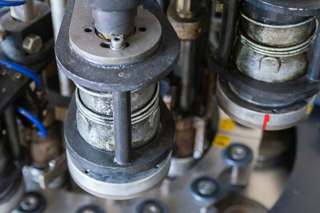 Fragment modern corking device at winery factoryの写真素材