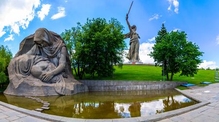 VOLGOGRAD, RUSSIA - 26 MAY 2019: Grieving Mother monument on Mamayev Kurgan.